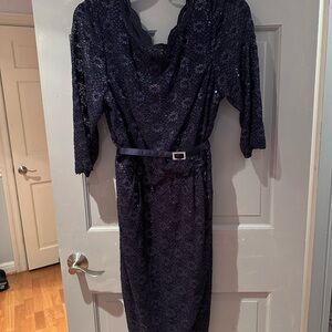 Alex Evenings Midnight Blue Lace Dress